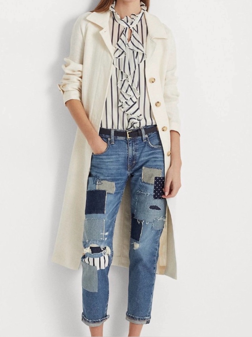 Lauren Ralph Lauren Women’s Patchwork Boyfriend Relaxed Tapered Ankle Jean 16